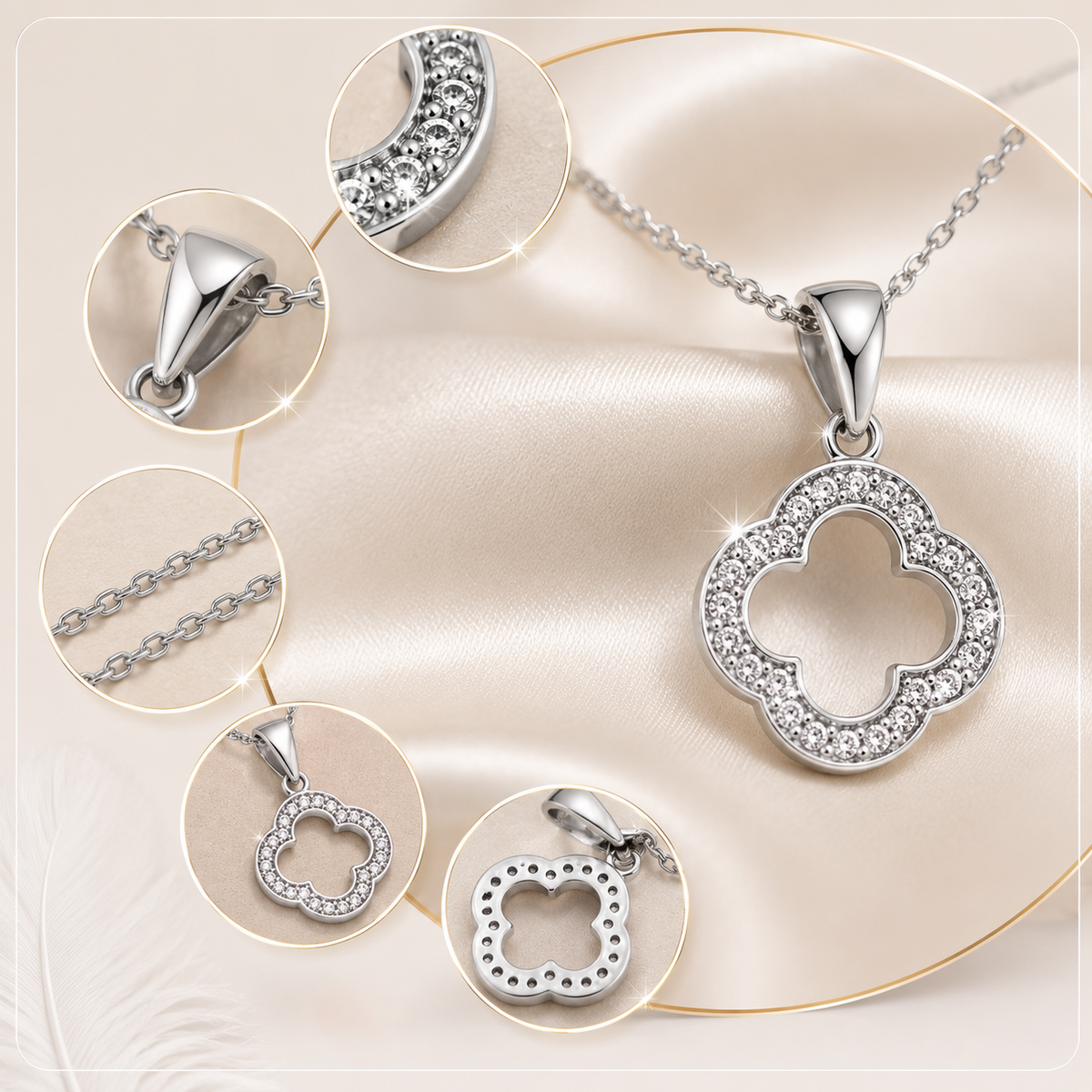 Clover Crystal Pendant Necklace