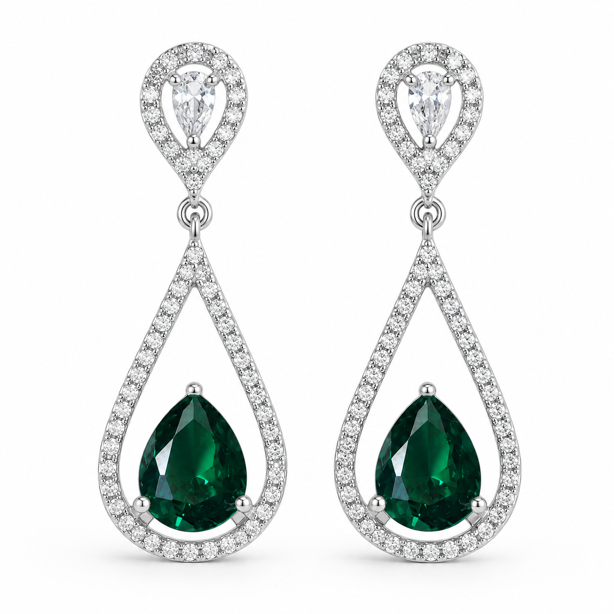 Empress Emerald Earrings by VERSORI – 925 sterling silver earrings, view 1