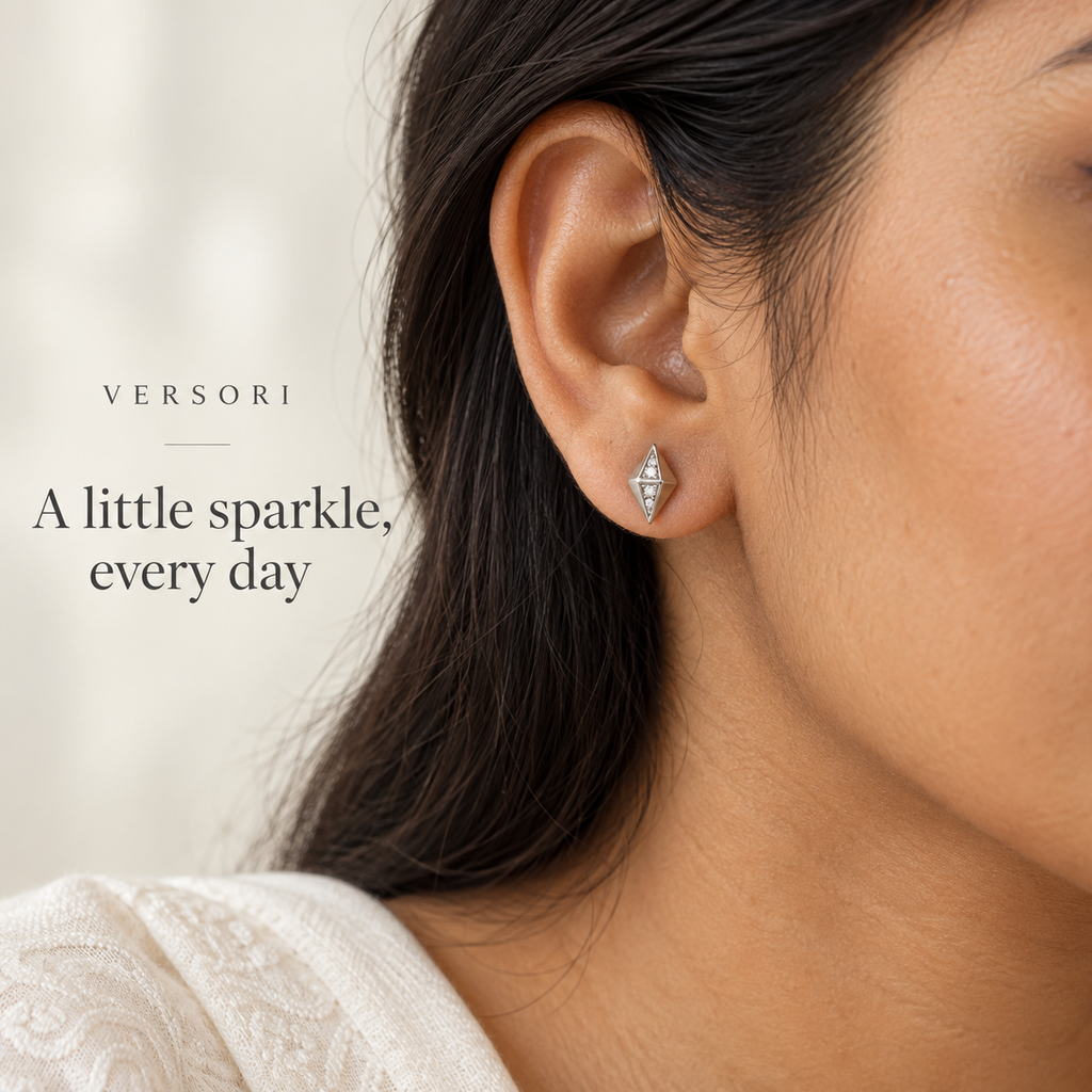 Eco Stud Earrings by VERSORI – 925 sterling silver earrings, view 2
