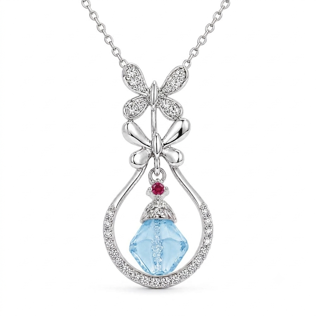Blushing Butterfly Pendant Necklace by VERSORI – 925 sterling silver pendant necklace, view 2