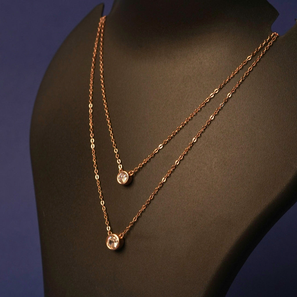 Double Stone Layered Pendant Necklace by VERSORI – 925 sterling silver pendant necklace, view 2