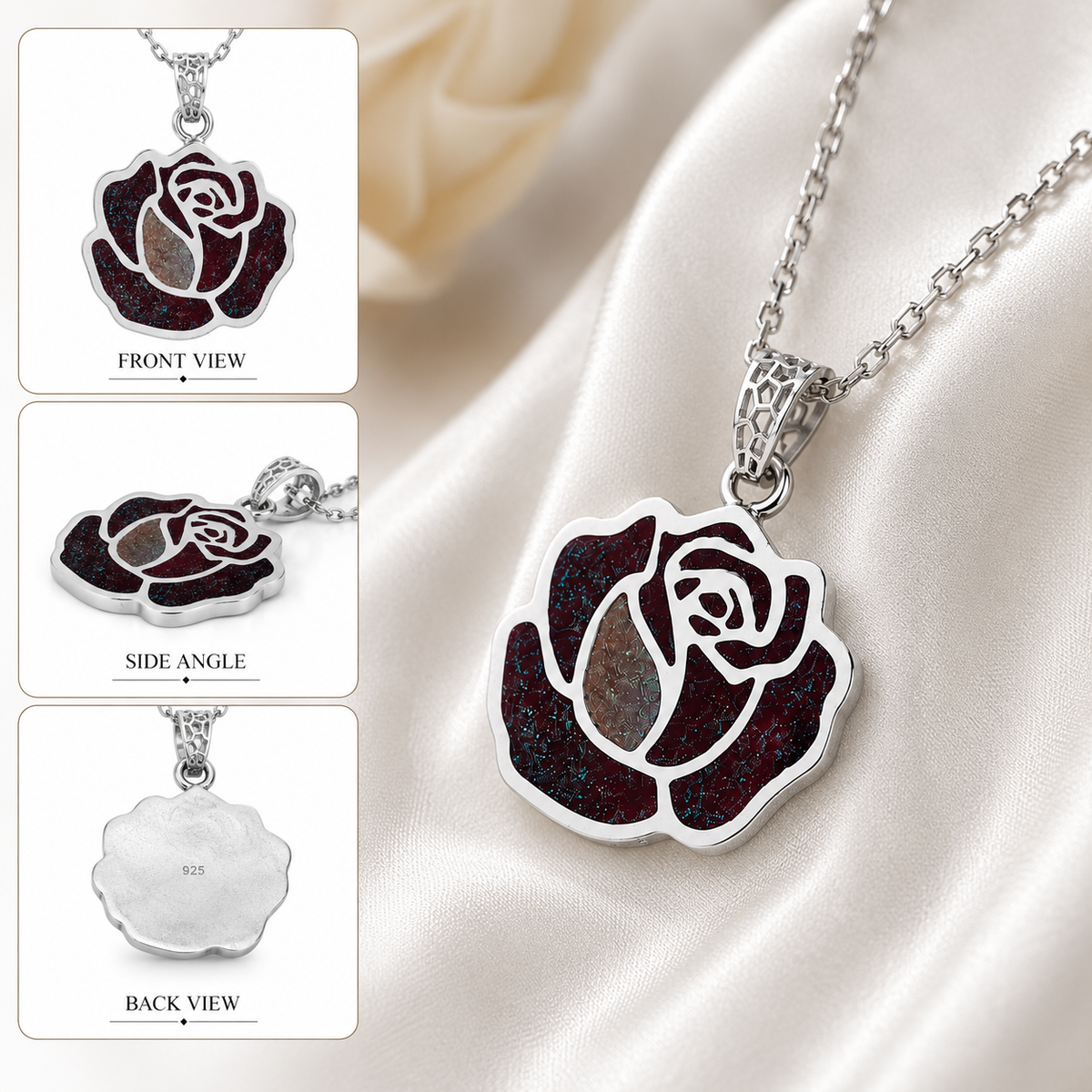 Noir Rose Pendant Necklace