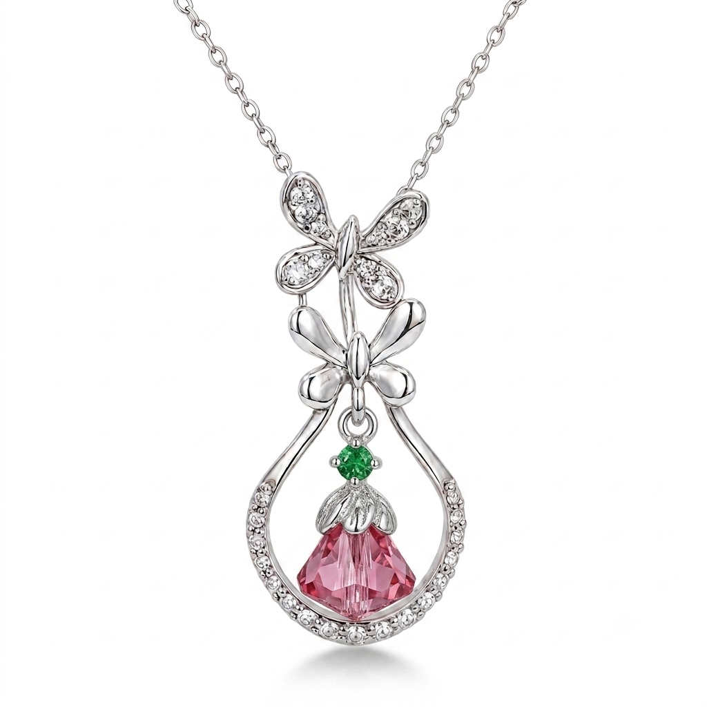 Blushing Butterfly Pendant Necklace by VERSORI – 925 sterling silver pendant necklace, view 3