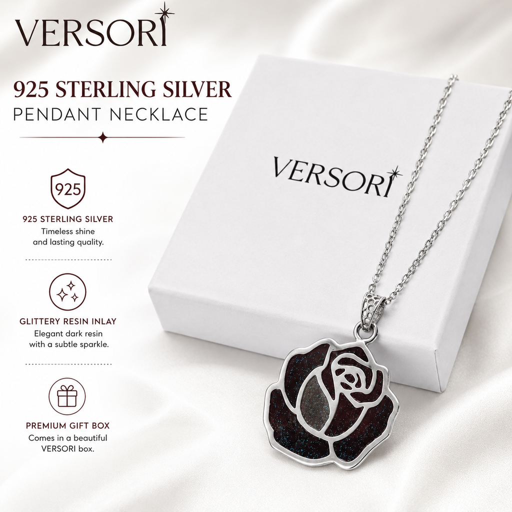 Noir Rose Pendant Necklace