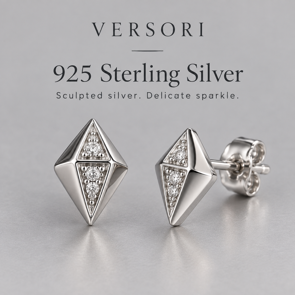 Eco Stud Earrings by VERSORI – 925 sterling silver earrings, view 7