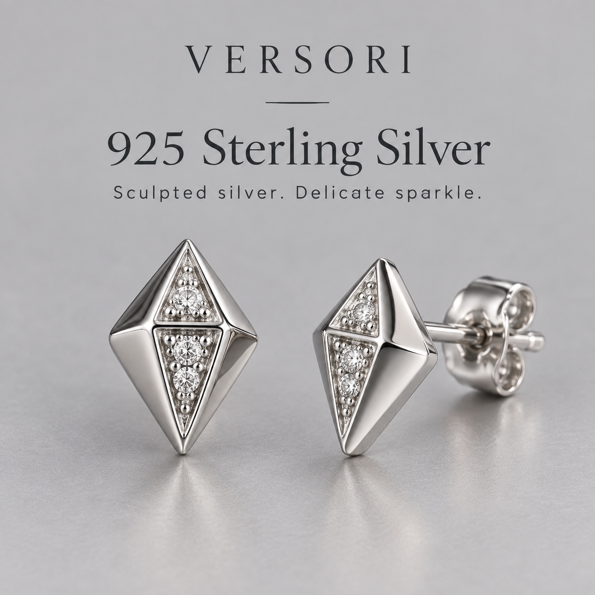 Eco Stud Earrings by VERSORI – 925 sterling silver earrings, view 7