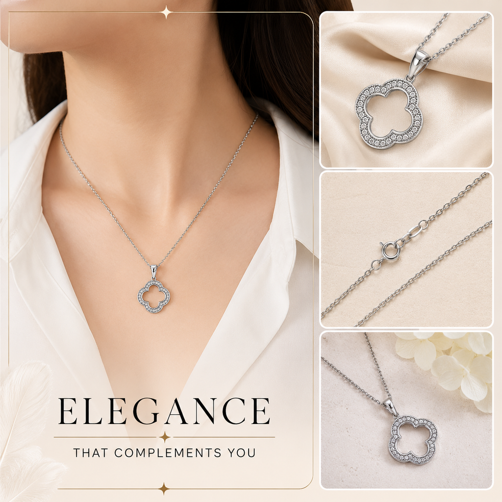 Clover Crystal Pendant Necklace