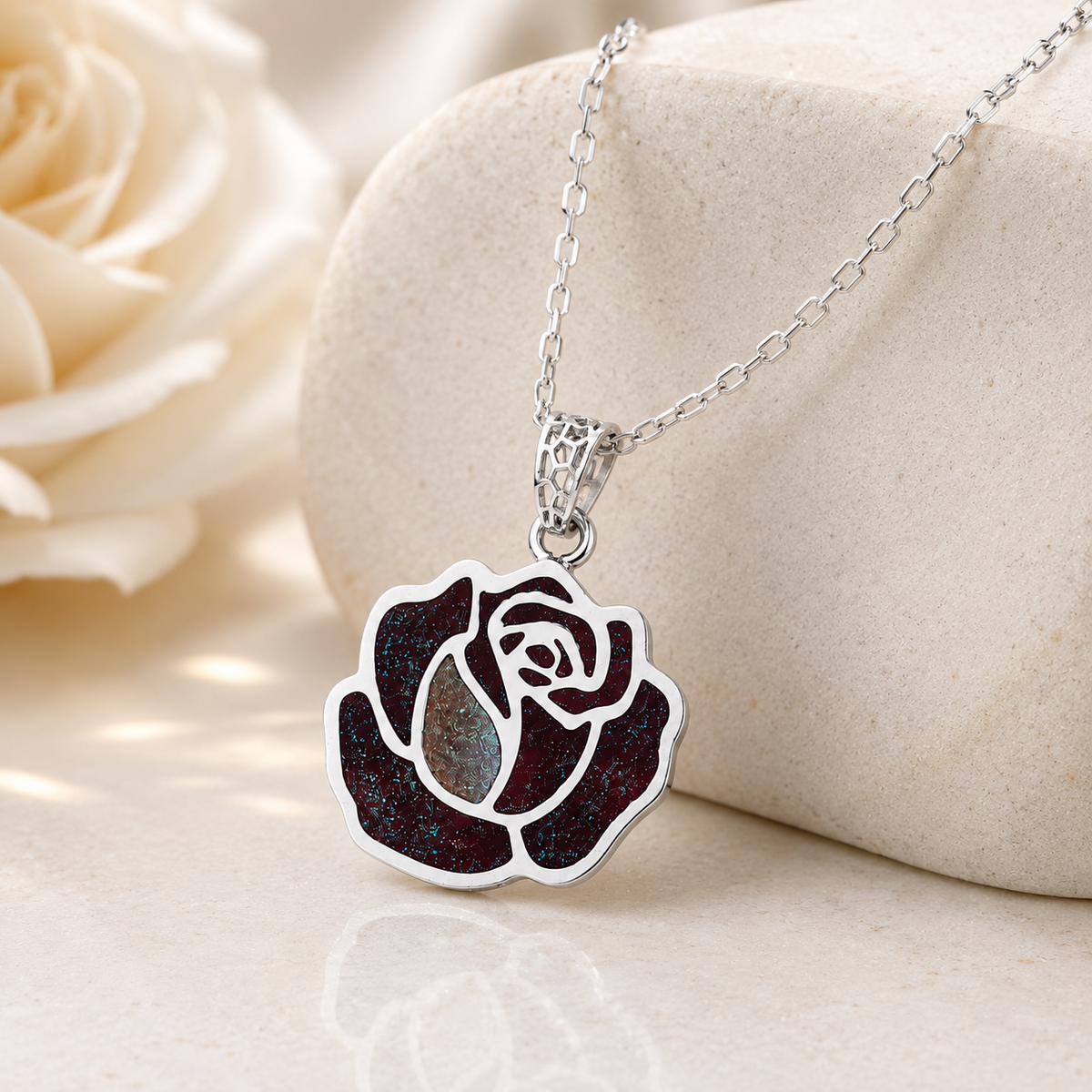 Noir Rose Pendant Necklace