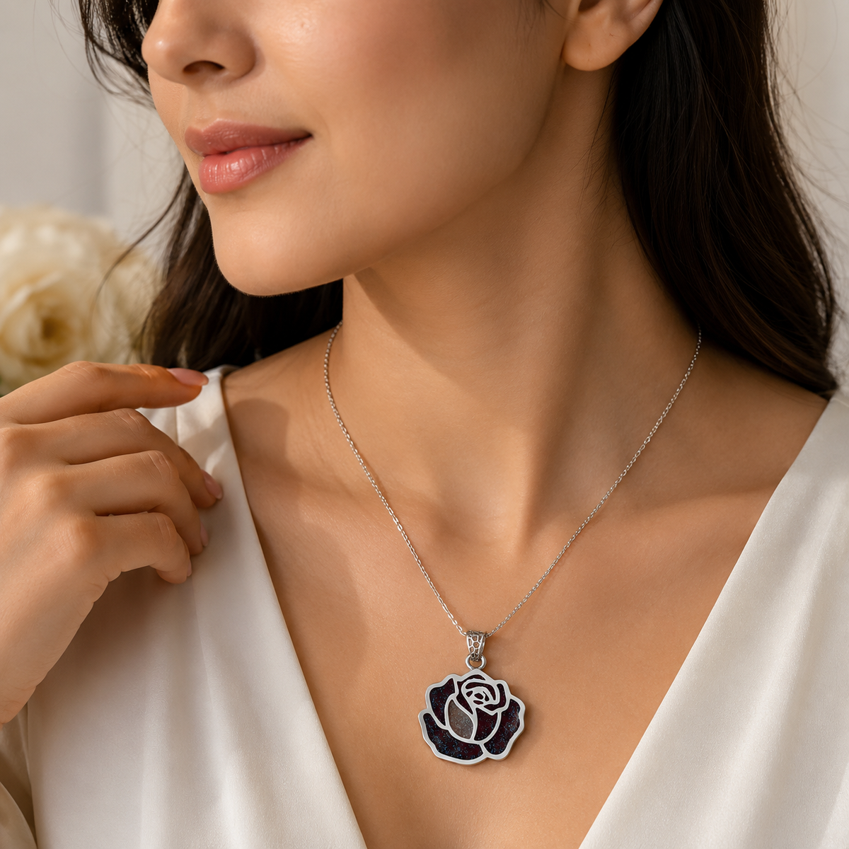 Noir Rose Pendant Necklace