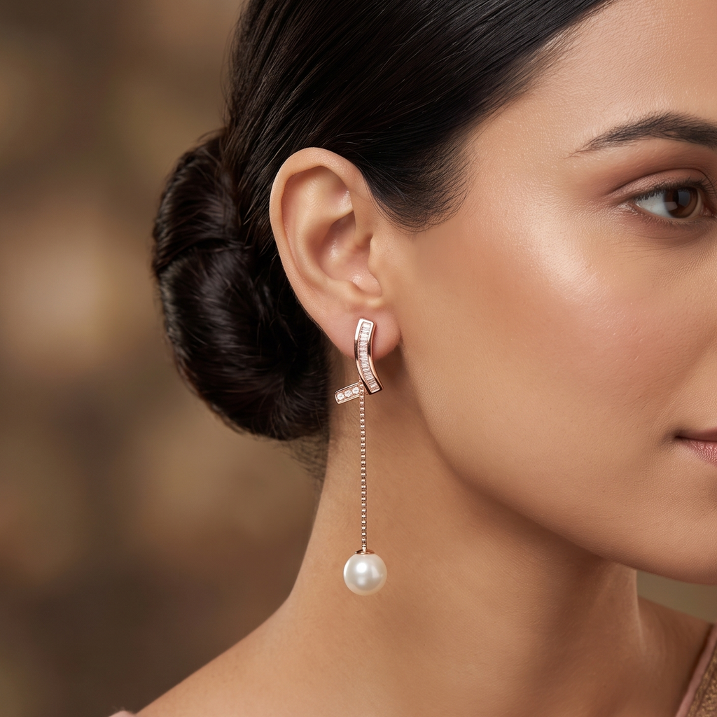 Pearl Drop Earrings by VERSORI – 925 sterling silver earrings, view 2