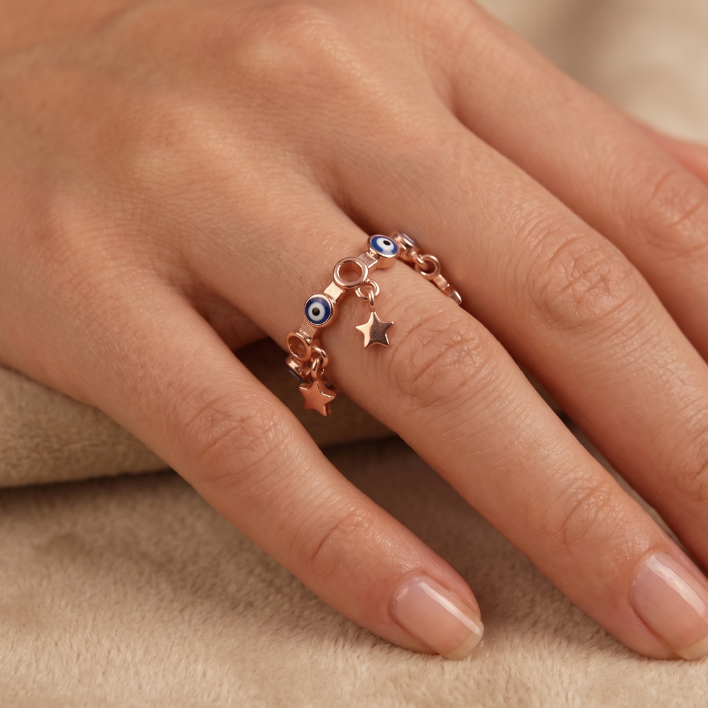 Evil Eye Star Ring by VERSORI – 925 sterling silver ring, view 2