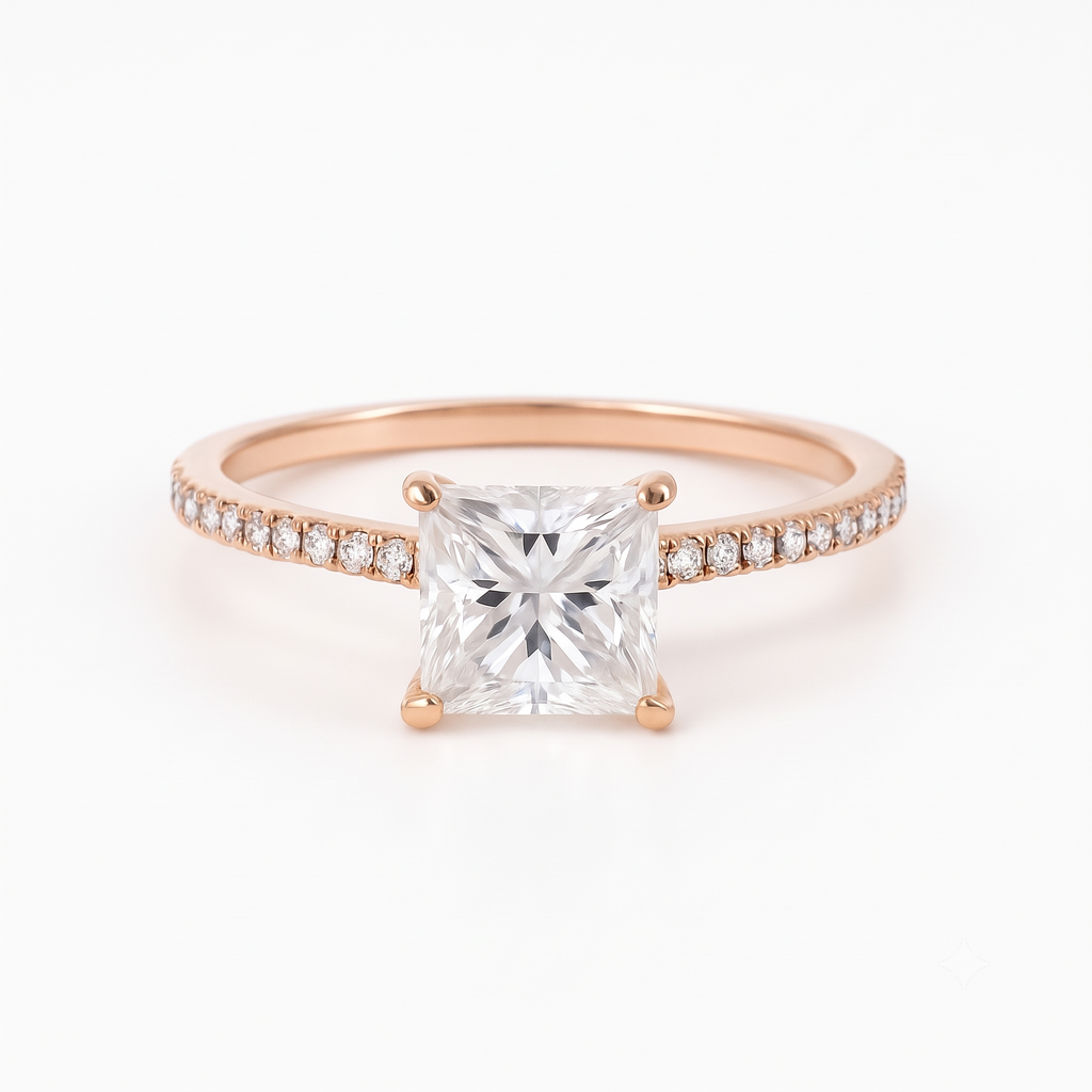 Princess Solitaire Ring by VERSORI – 925 sterling silver ring, view 1
