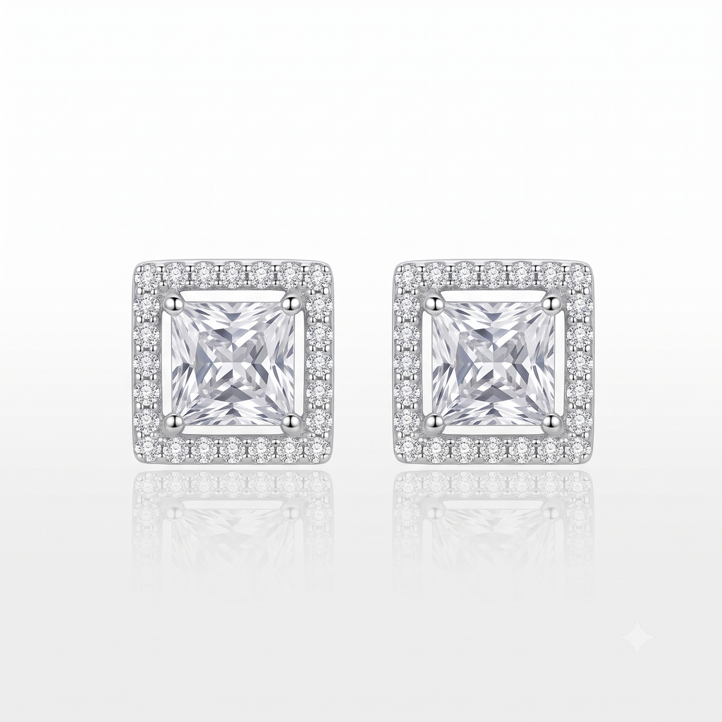 Amara Square Stud Earrings by VERSORI – 925 sterling silver earrings, view 1