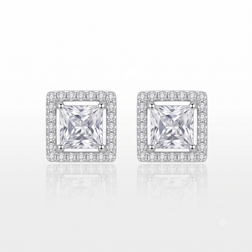Amara Square Stud Earrings by VERSORI – 925 sterling silver earrings, view 1