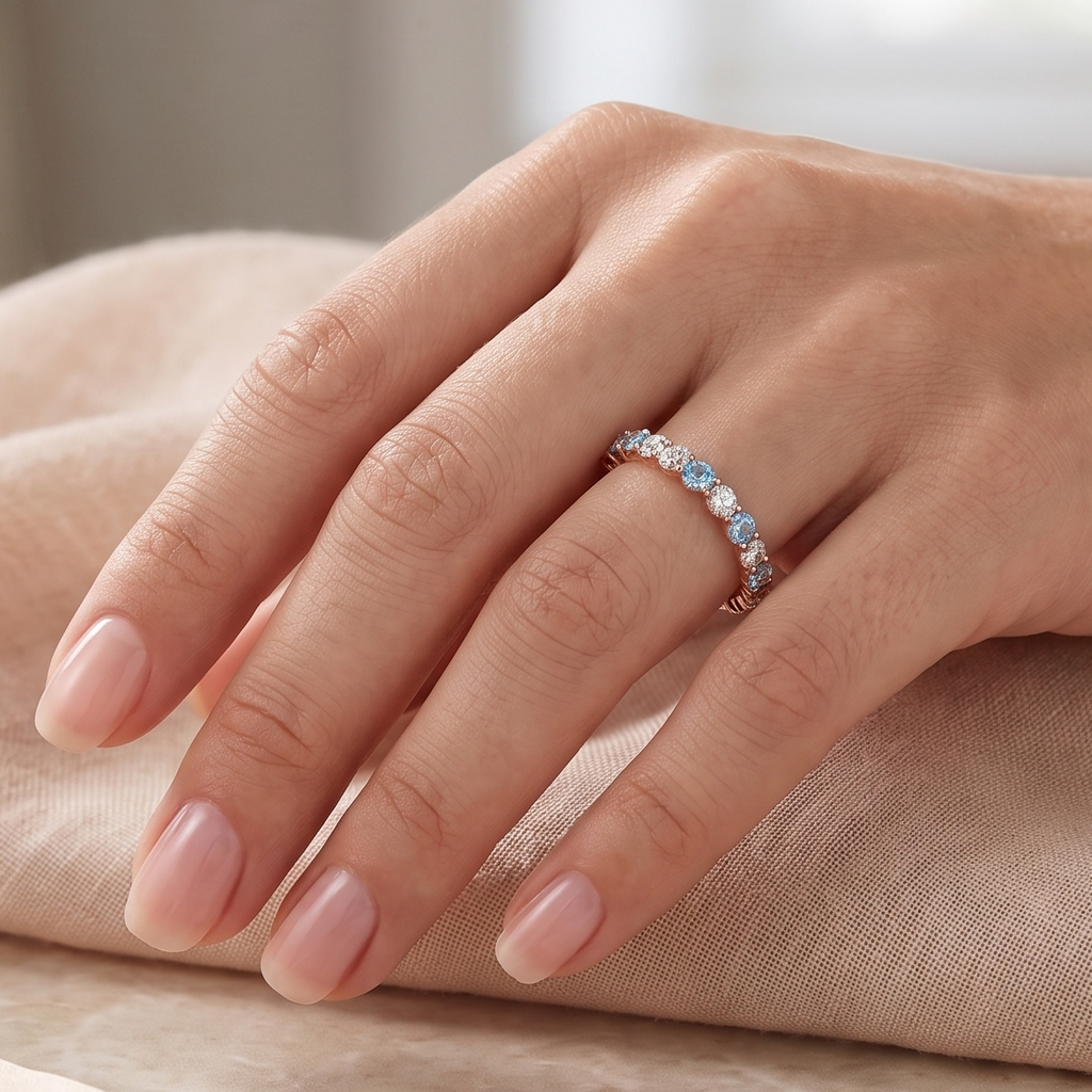 Ocean Crystal Band by VERSORI – 925 sterling silver ring, view 2