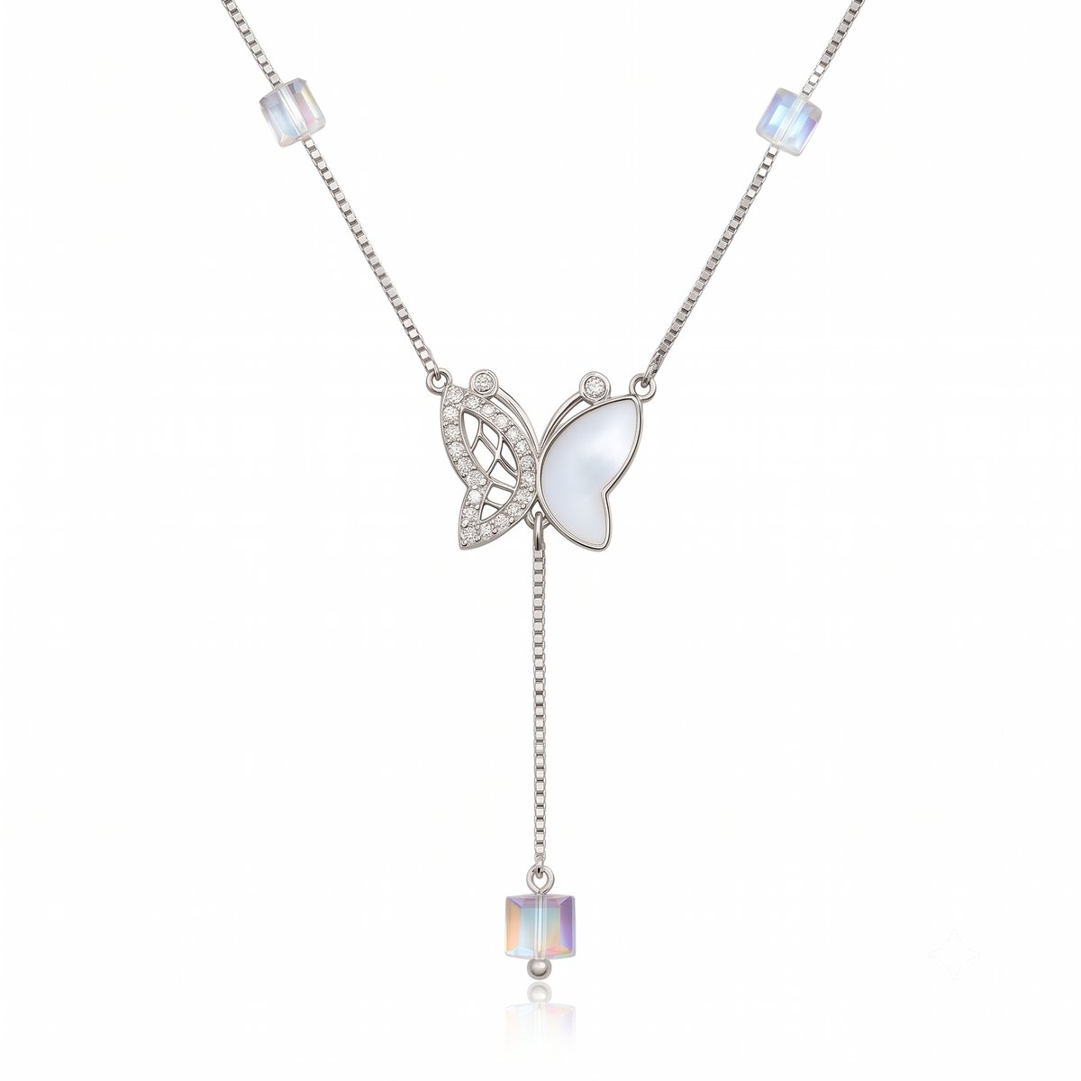 Butterfly Lariat Pendant Necklace by VERSORI – 925 sterling silver pendant necklace