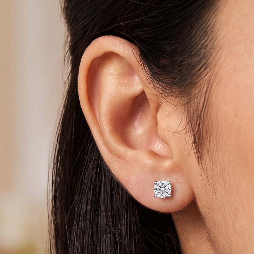 Luma Mini Stud Earrings by VERSORI – 925 sterling silver earrings, view 2
