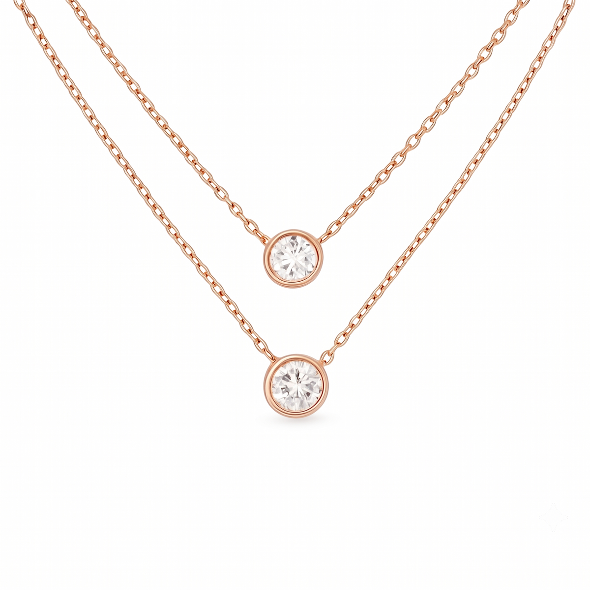 Double Stone Layered Pendant Necklace by VERSORI – 925 sterling silver pendant necklace, view 1