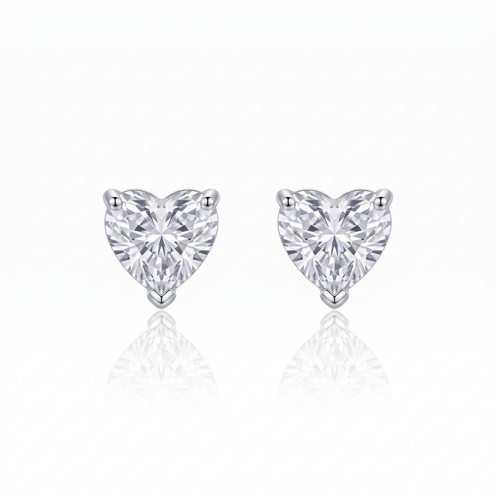 Heart Stone Stud Earrings by VERSORI – 925 sterling silver earrings, view 1