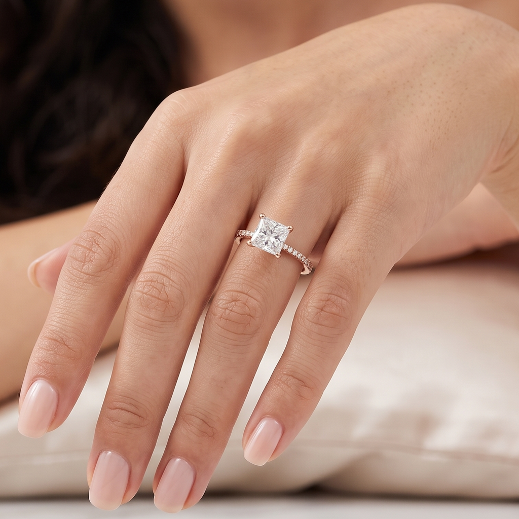 Princess Solitaire Ring by VERSORI – 925 sterling silver ring, view 2