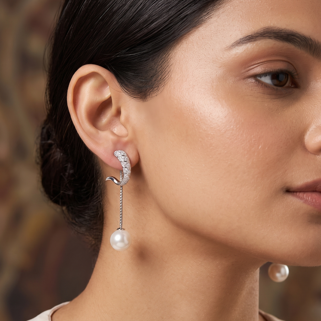 Pearl Accent Earrings by VERSORI – 925 sterling silver earrings, view 2