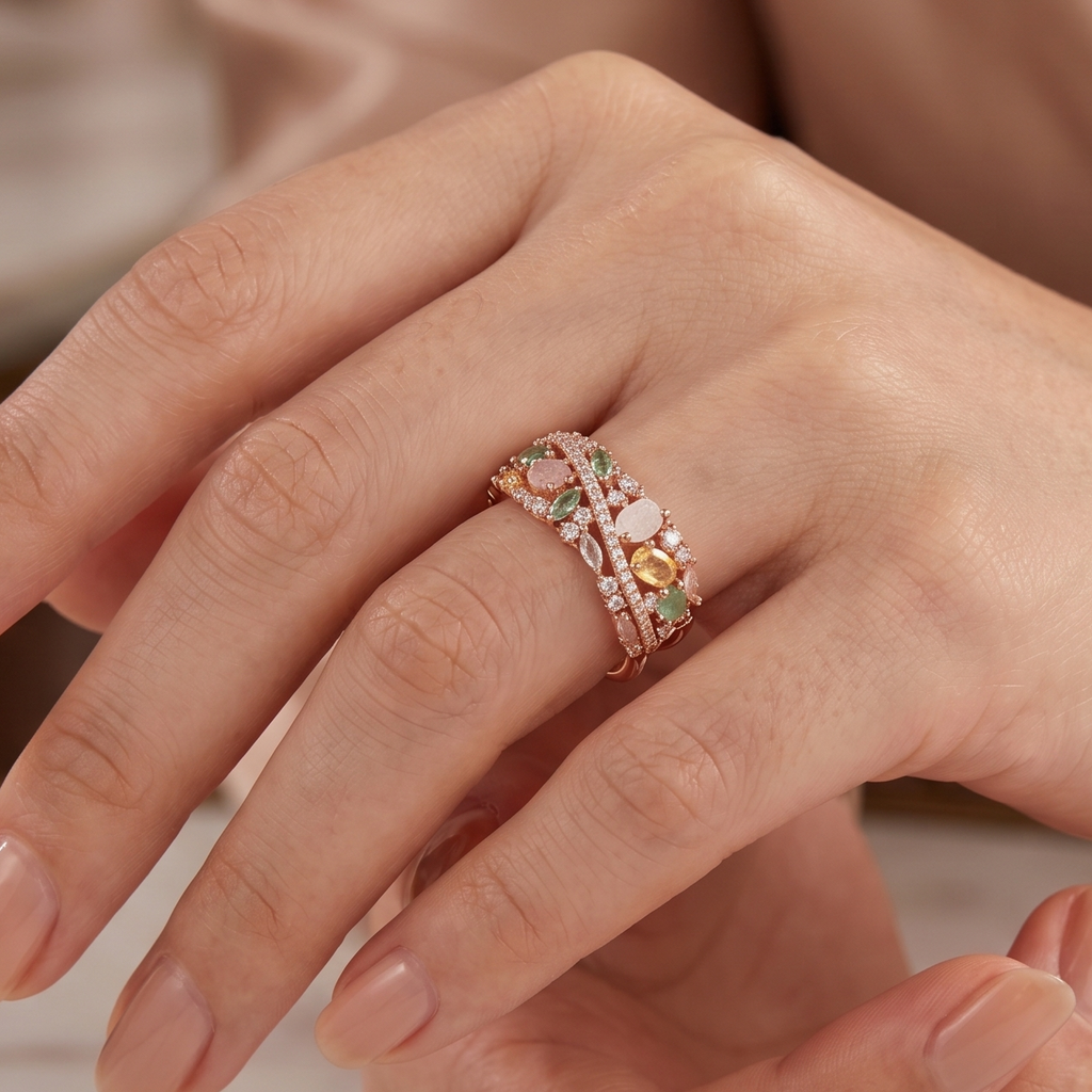 Jardin Crystal Ring by VERSORI – 925 sterling silver ring, view 2