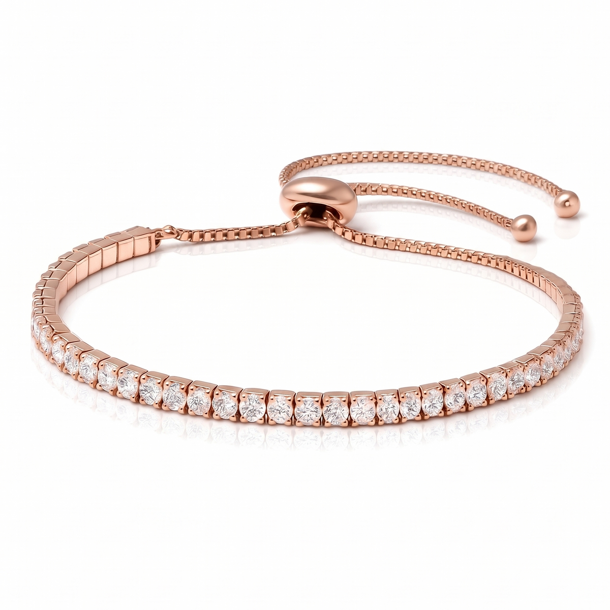 Rose Éclat Adjustable Tennis Bracelet by VERSORI – 925 sterling silver bracelet, view 1