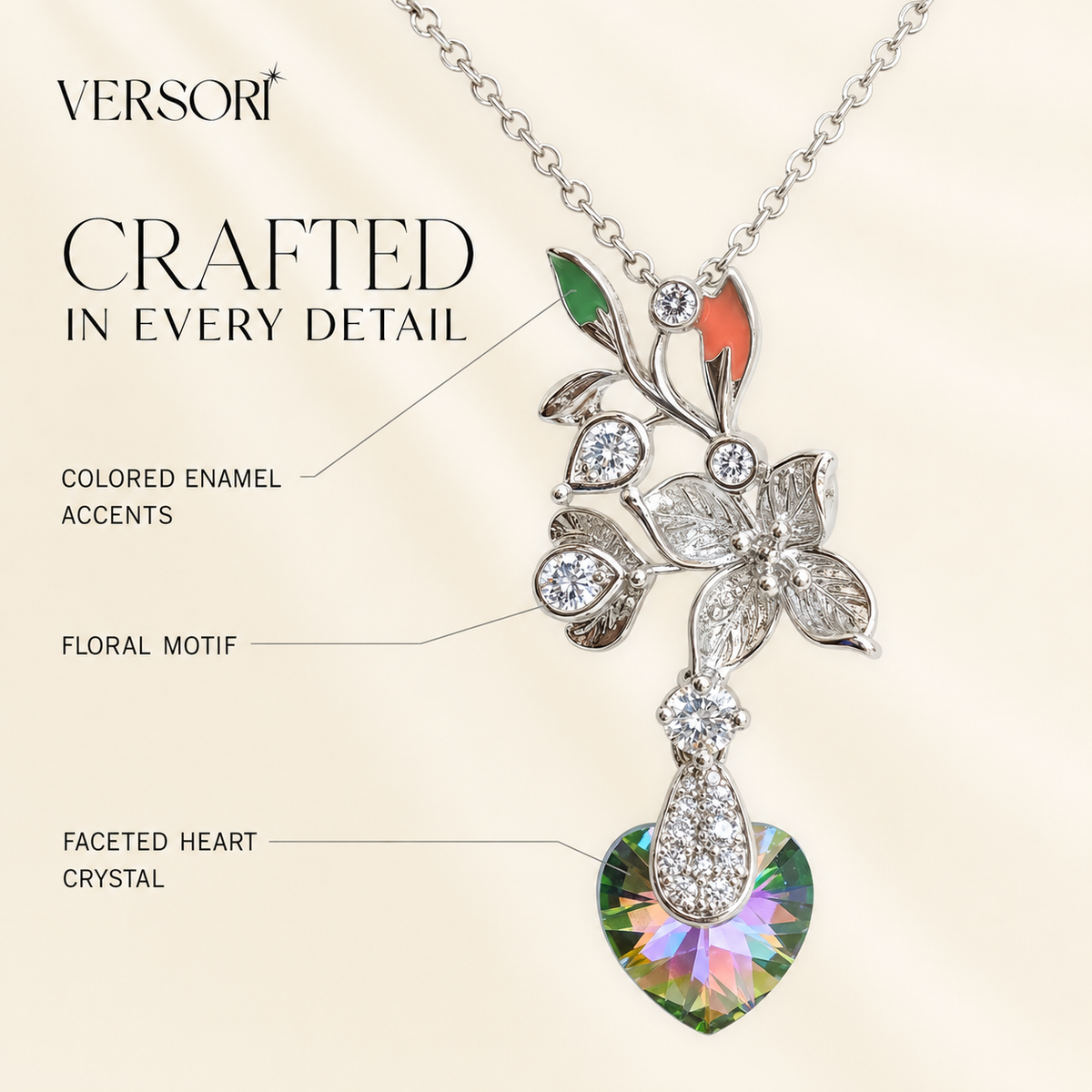 Wildflower Pendant Necklace by VERSORI – 925 sterling silver pendant necklace, view 9