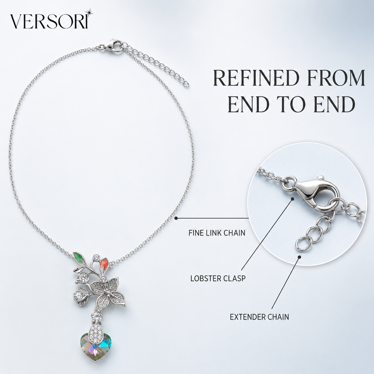 Wildflower Pendant Necklace by VERSORI – 925 sterling silver pendant necklace, view 11